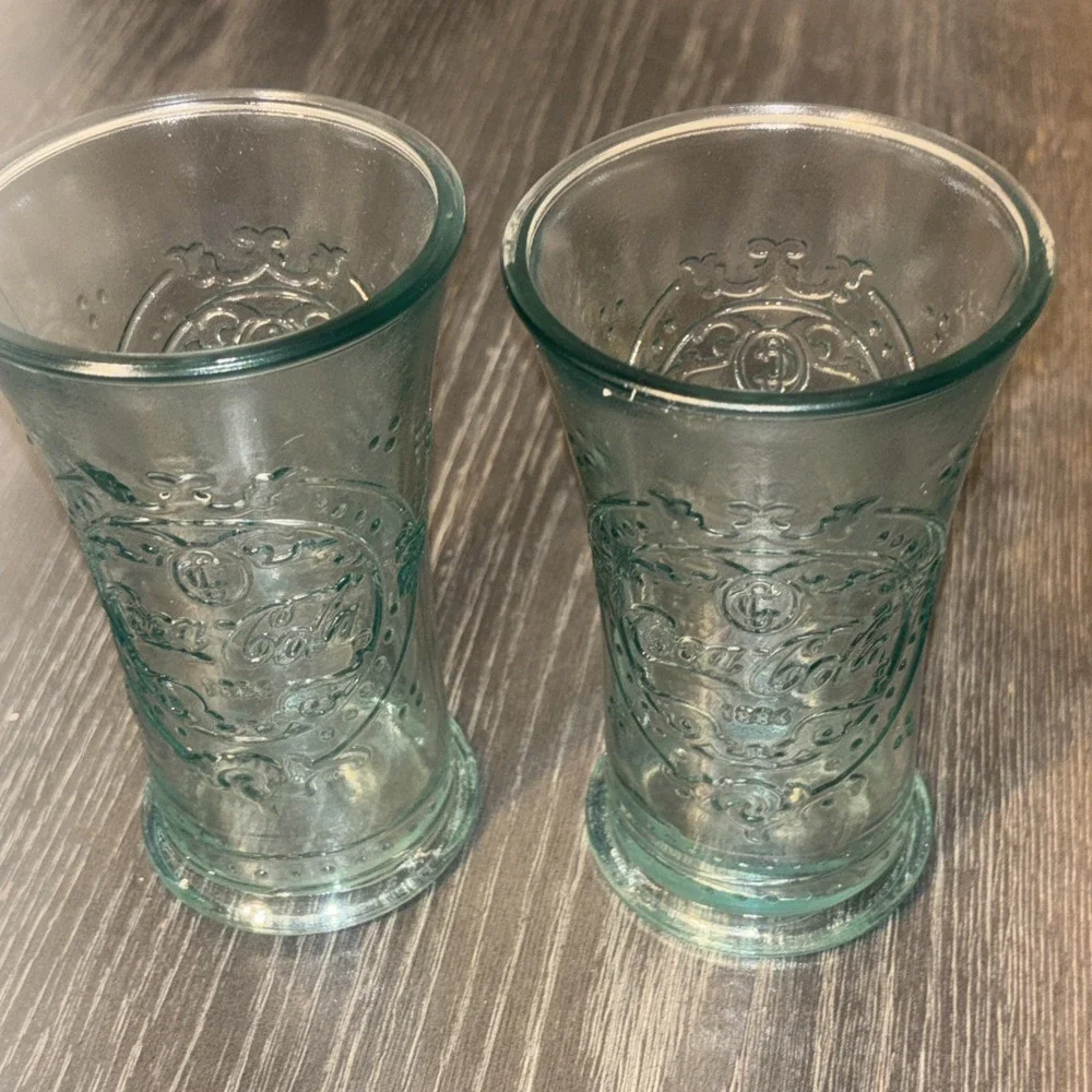 Coca Cola‎ San Miguel Authentic 100% Recycled Glass Green Set Of 2